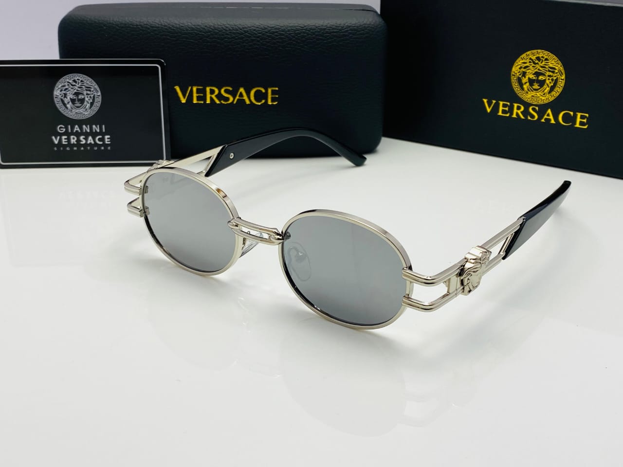 Versace Medusa Vintage Round Sunglasses Silver
