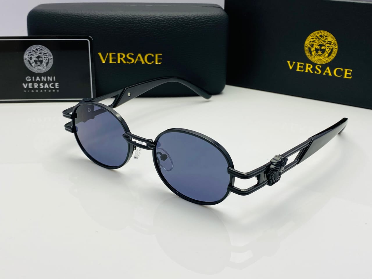 Versace Medusa Vintage Round Sunglasses Black