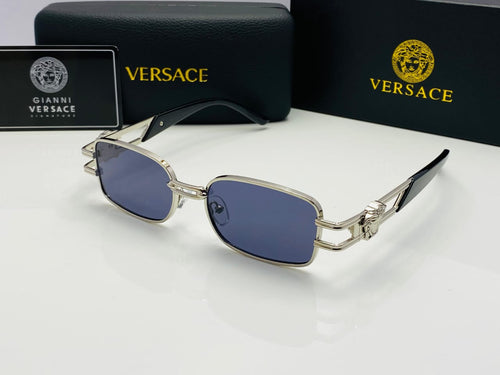 Versace Medusa Rectangular Sunglasses Silver Luxe