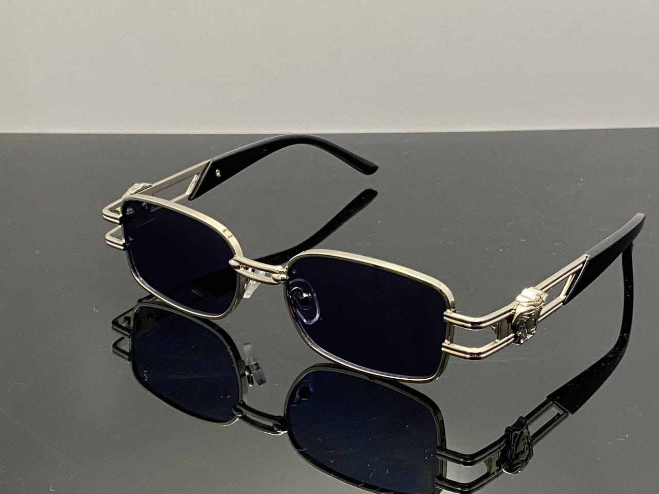 Versace Medusa Rectangular Sunglasses Silver Luxe