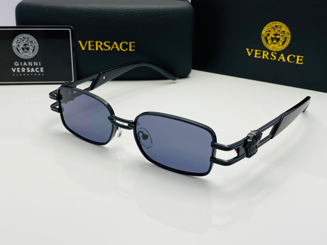 Versace Medusa Rectangular Sunglasses Black Edition