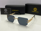 Versace Rimless Square Sunglasses Gold Temples | Black | Medusa Detailing