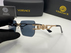 Versace Rimless Square Sunglasses Gold Temples | Black | Medusa Detailing