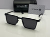 ic! berlin Rectangle Sunglasses Full Black Frame | Black Lenses