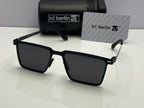 ic! berlin Rectangle Sunglasses Full Black Frame | Black Lenses