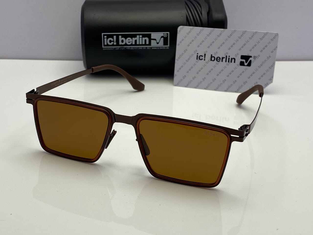 ic! berlin Rectangle Sunglasses Brown Frame | Brown Lenses
