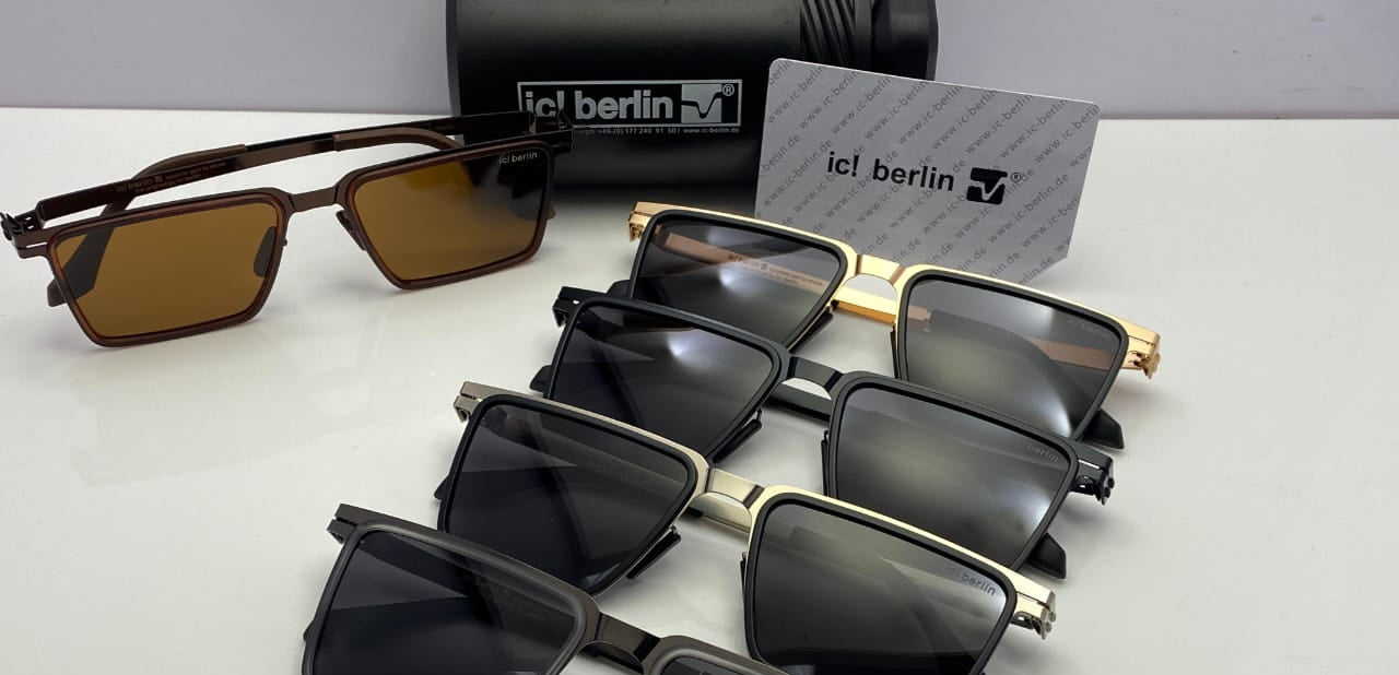 ic! berlin Rectangle Sunglasses Full Black Frame | Black Lenses