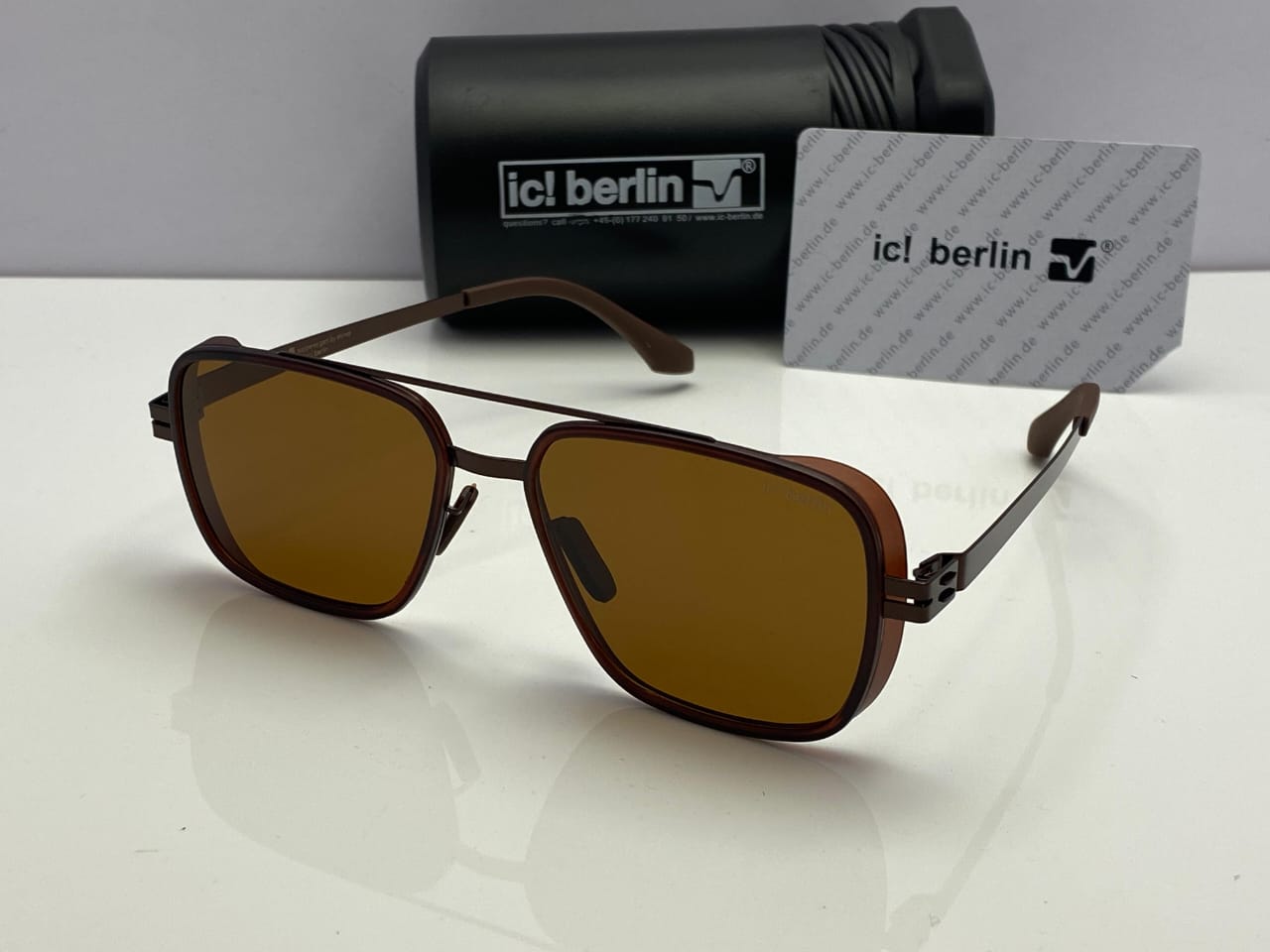 ic! berlin Square Sunglasses Brown Frame |  Gradient Brown Lenses