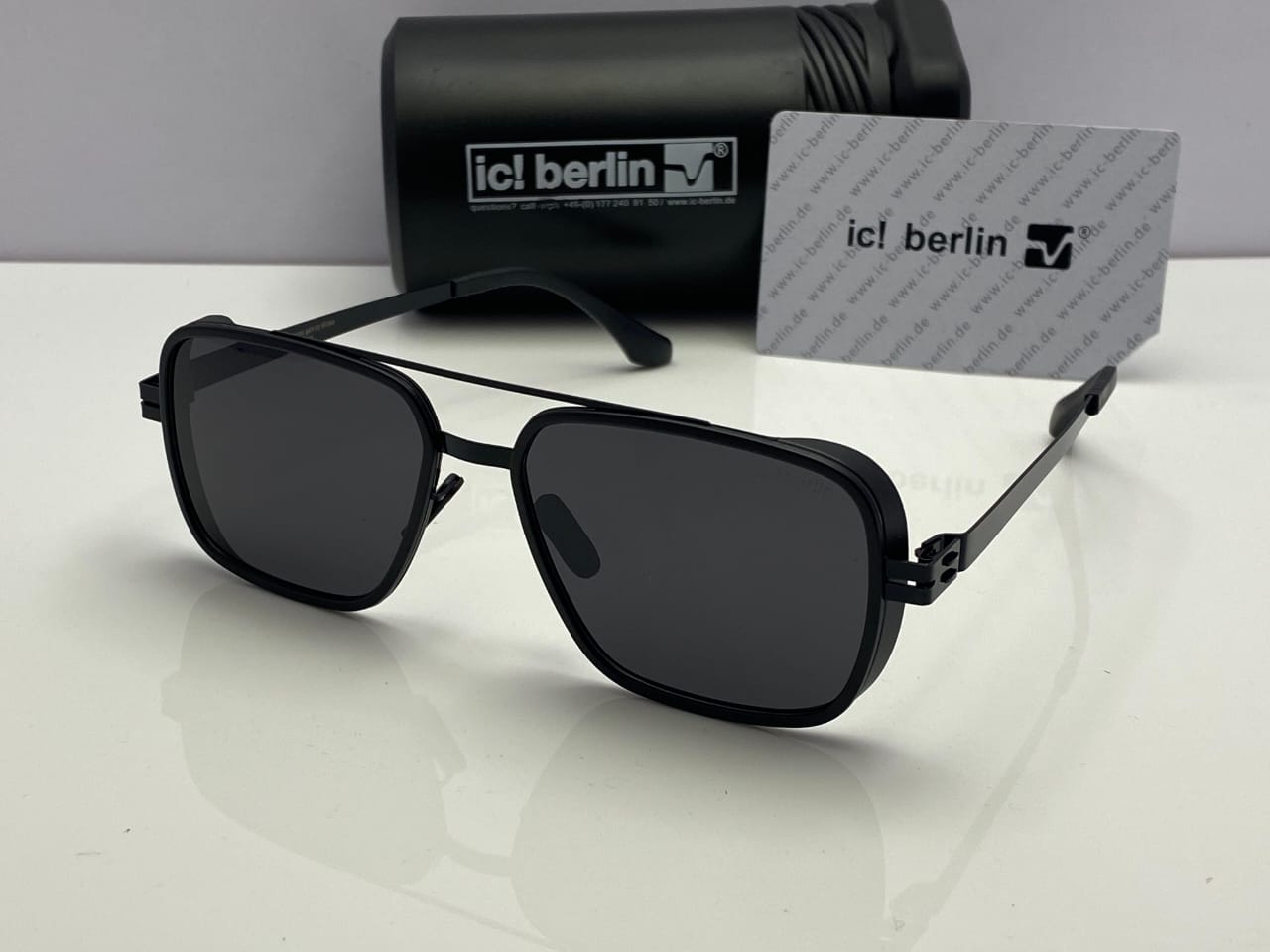 ic! berlin Square Sunglasses Black Frame | Black Lenses