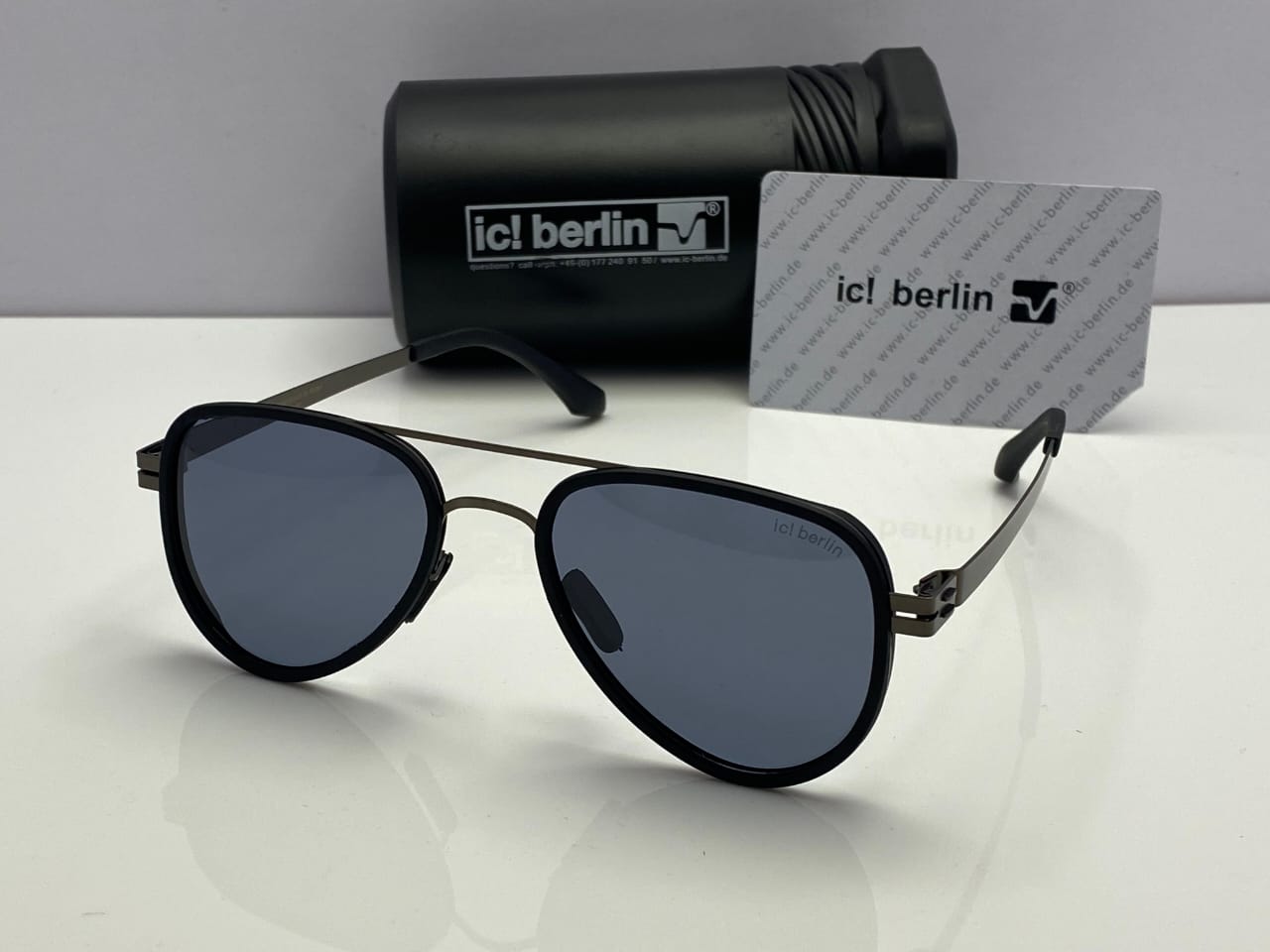 ic! berlin Oval Sunglasses Black Frame | Black Lenses
