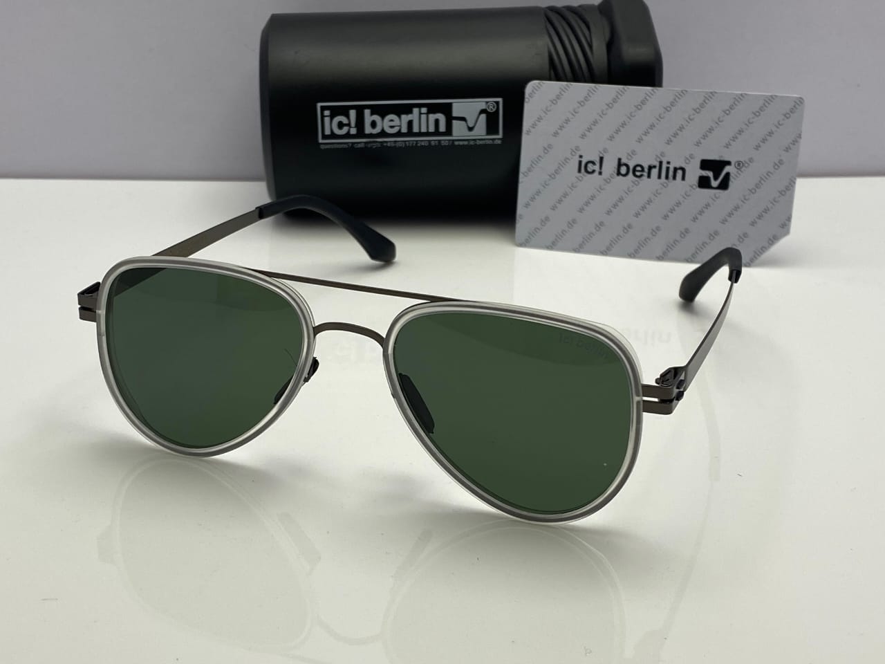 ic! berlin Oval Sunglasses Matte Black Frame |  Gradient Black Lenses