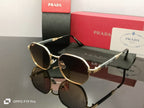 Prada Luxe Iconic Sunglasses Gold Frame | Gradient Brown Lenses | Grey Temple Arms