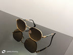 Prada Luxe Iconic Sunglasses Gold Frame | Gradient Brown Lenses | Grey Temple Arms