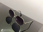 Prada Luxe Iconic Sunglasses Silver Frame | Gradient Black Lenses | Grey Temple Arms