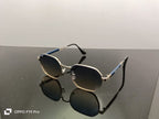 Prada Luxe Iconic Sunglasses – Silver Frame | Gradient Black Lenses | Blue Temple Arms