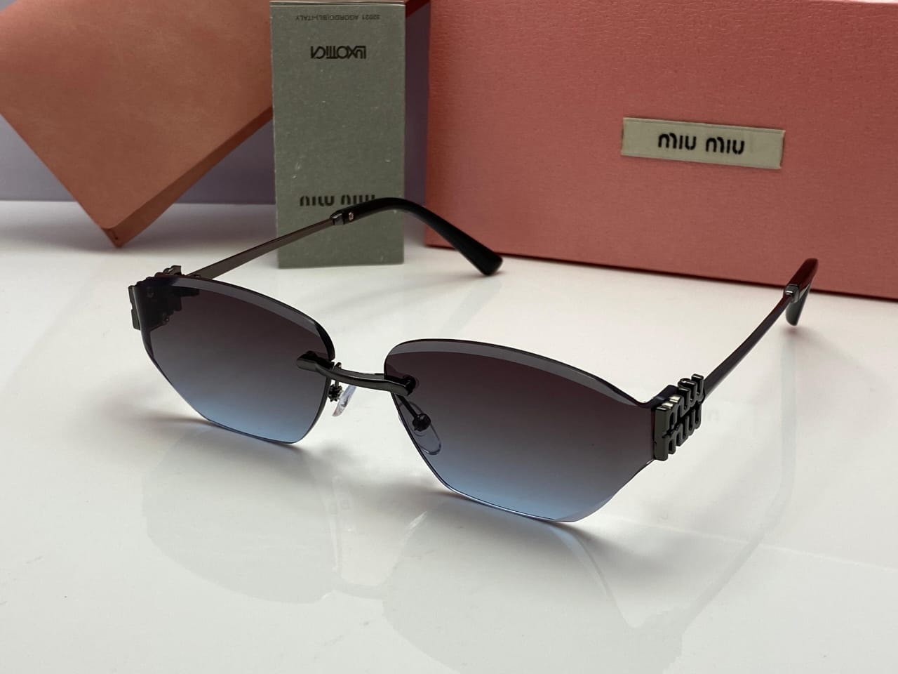 Miu Miu Luxe Fade Shield Sunglasses Gradient Black Lenses | Gunmetal Frame