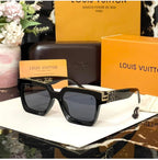 Louis Vuitton Signature Square Sunglasses Black Frame | Grey Lenses | Gold Accent Temples