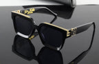 Louis Vuitton Signature Square Sunglasses Black Frame | Grey Lenses | Gold Accent Temples
