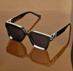 Louis Vuitton Signature Square Sunglasses Black Frame | Grey Lenses | Gold Accent Temples
