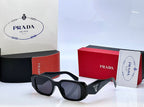 Prada Bold Frame Sunglasses Gloss Black | Dark Grey Lenses | Oversized Design