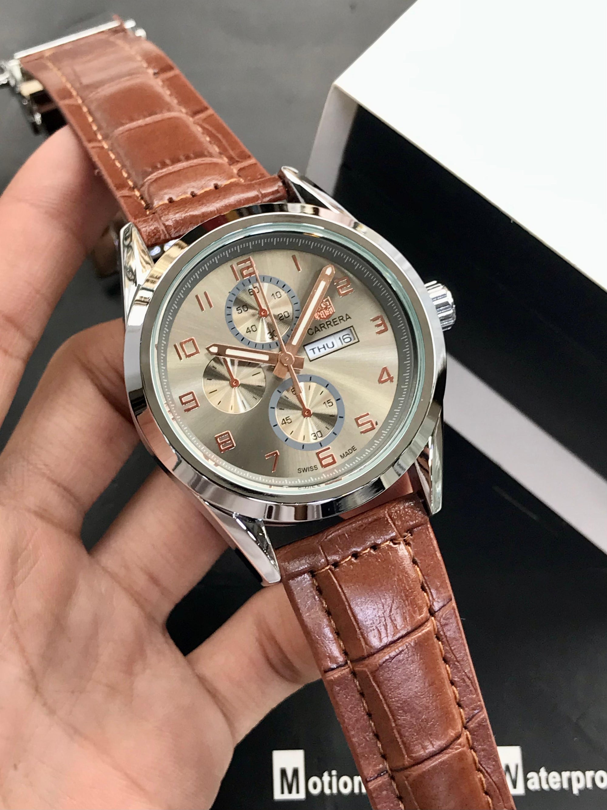 TAG Heuer Carrera Classic Watch Silver Case | Silver Dial | Leather Strap