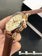 Patek Philippe Men’s Chronograph Automatic Movement | White Dial | Brown Leather Strap