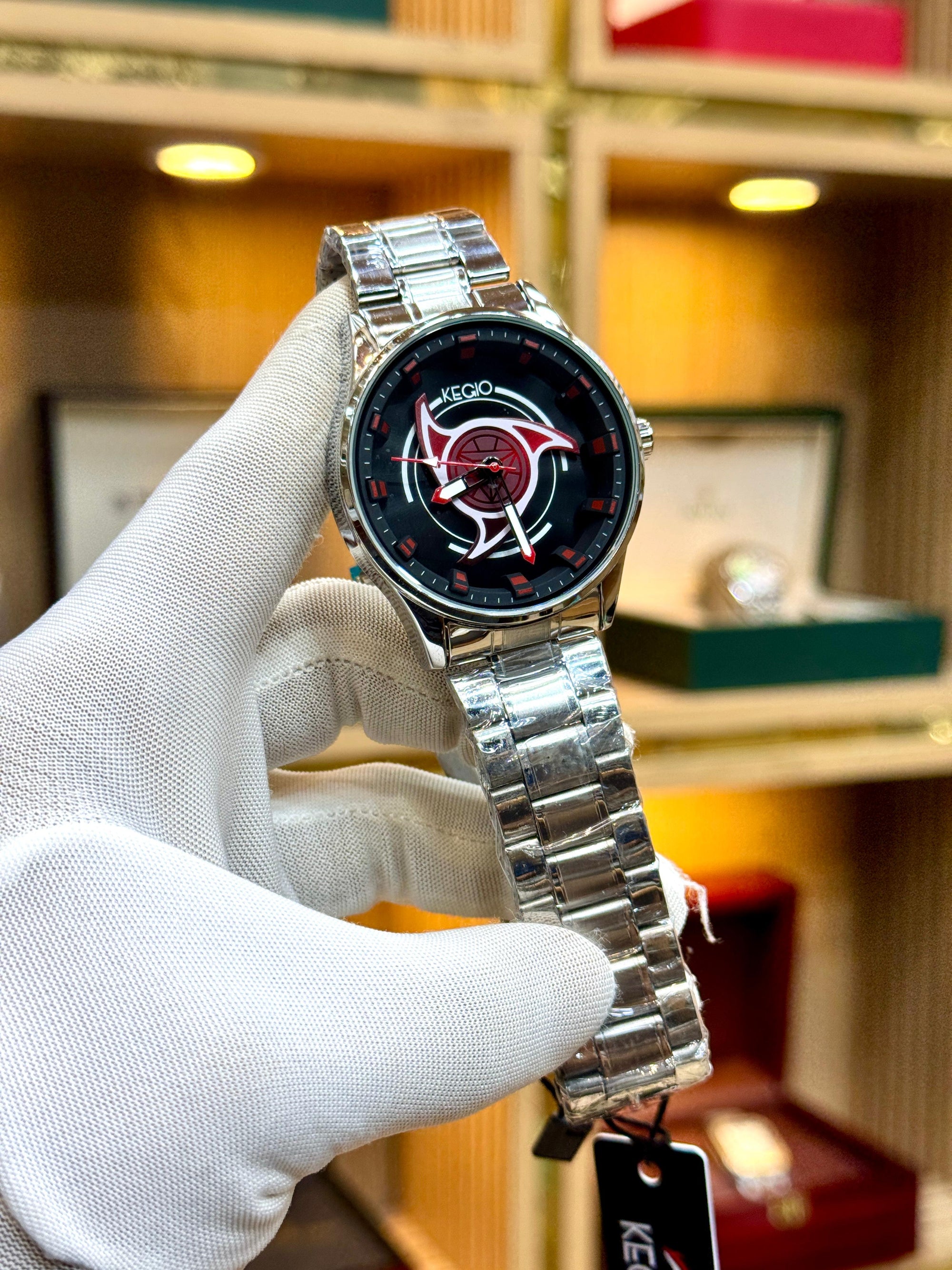 Kegio Men’s Spinner Edition Watch Black Dial | Silver Metal Bracelet