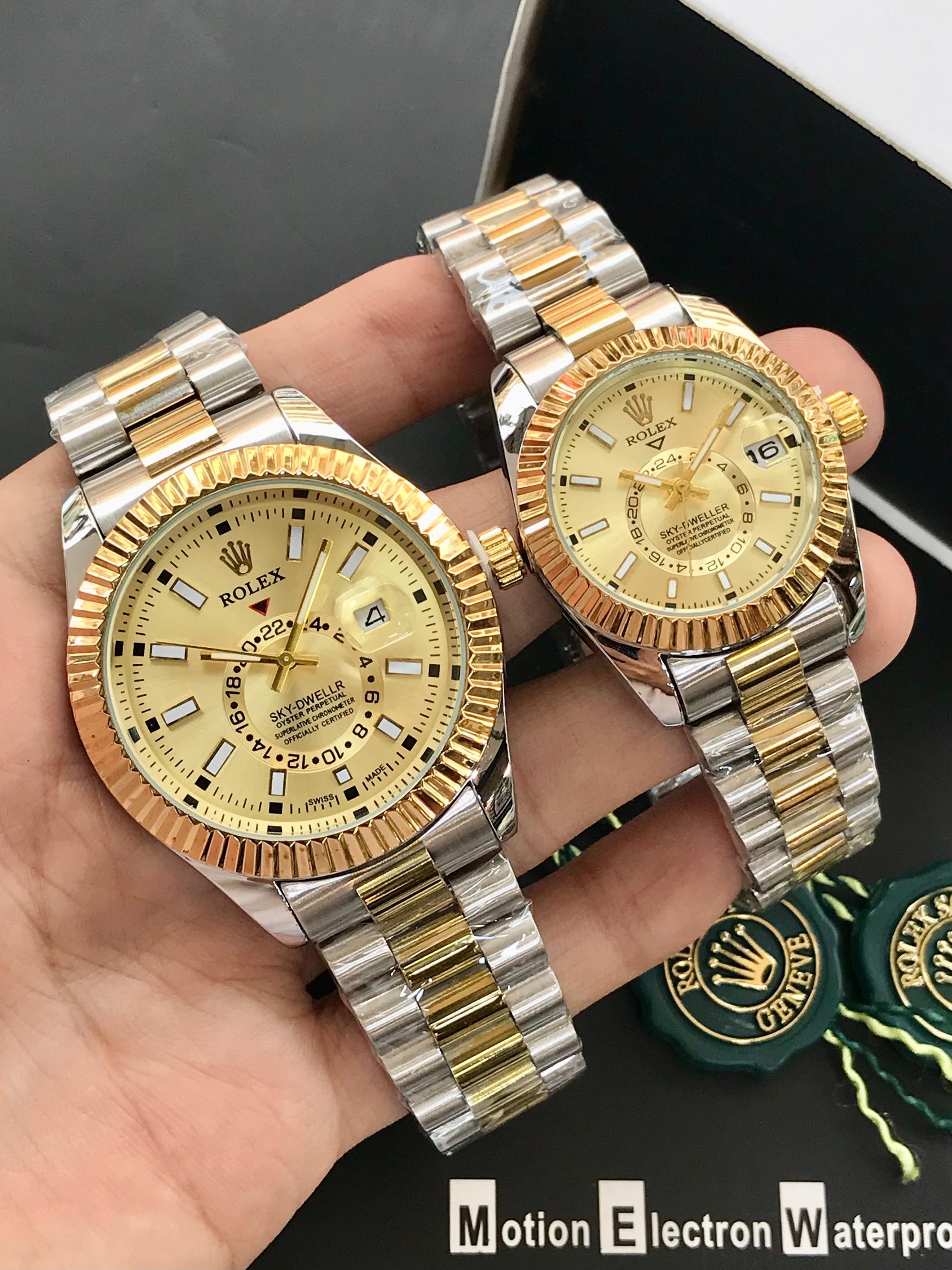 Rolex Sky-Dweller Pair Watch Gold Dial | Luxury His & Hers Set