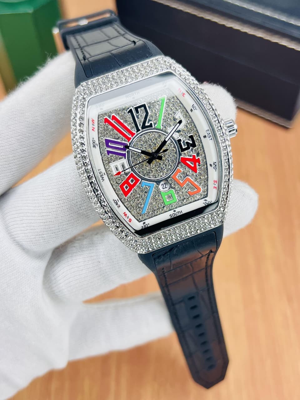 Franck Muller Iced Men’s Watch Full Stone Dial | Leather Strap